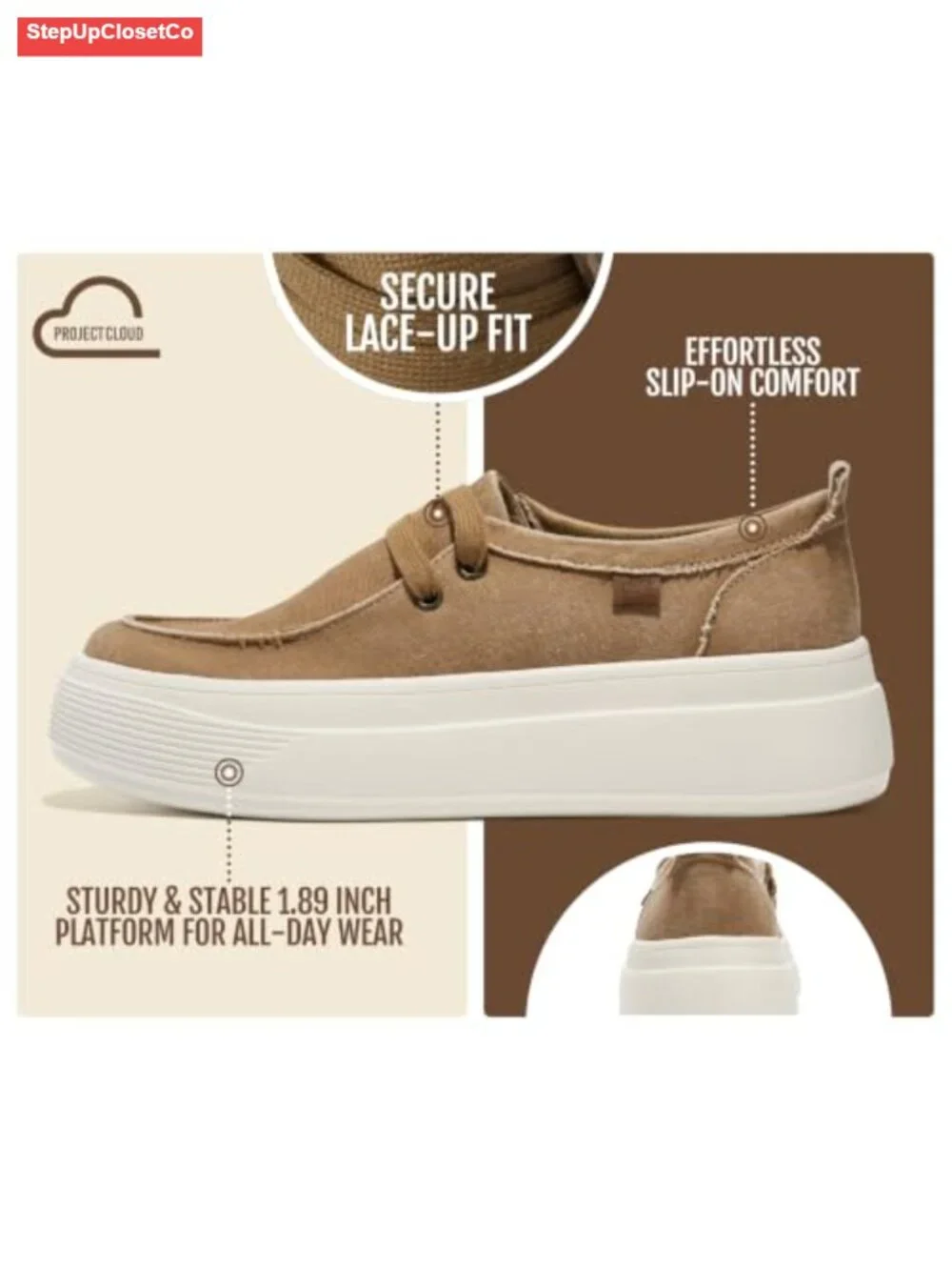 Platform Loafers for Women Slip On Sneakers Boat Shoe
